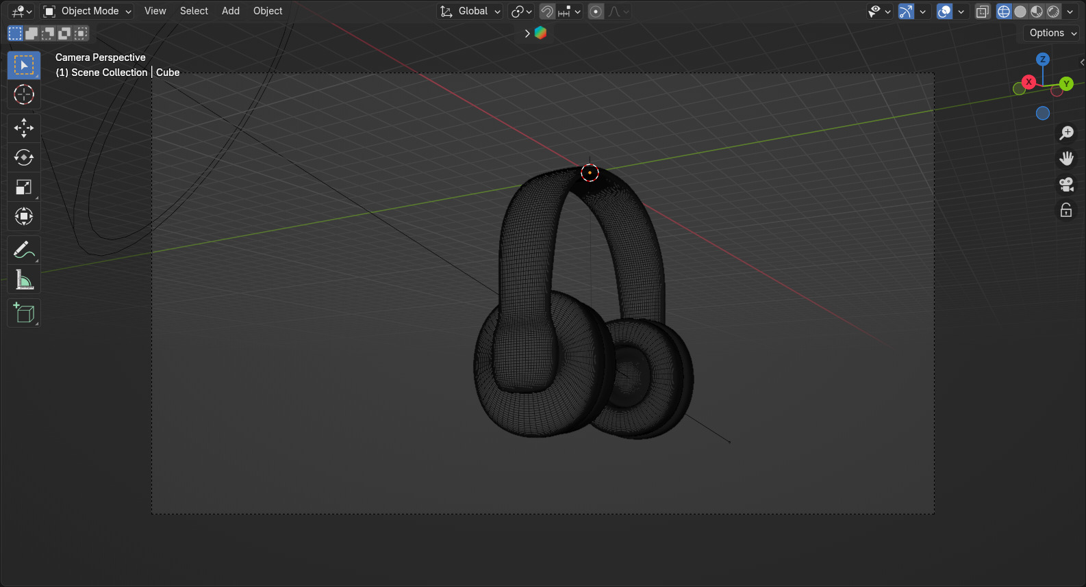 Headset headphones Low-poly 3D model_6