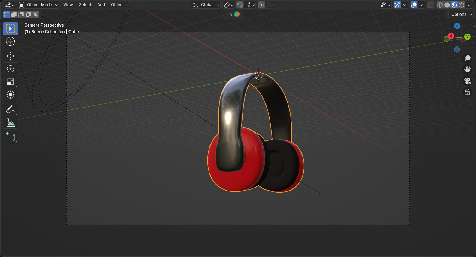 Headset headphones Low-poly 3D model_3