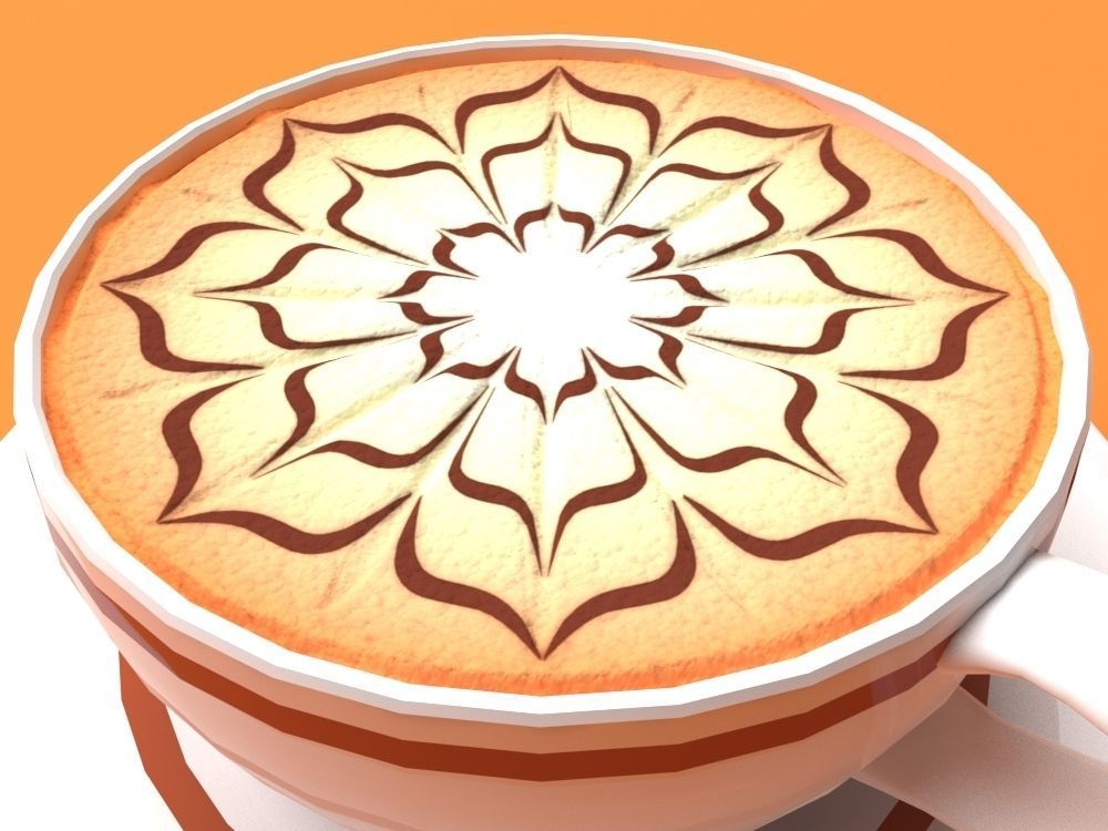 Mocha Coffee Cappuccino Espresso Cup Low Poly II Low-poly 3D model_4