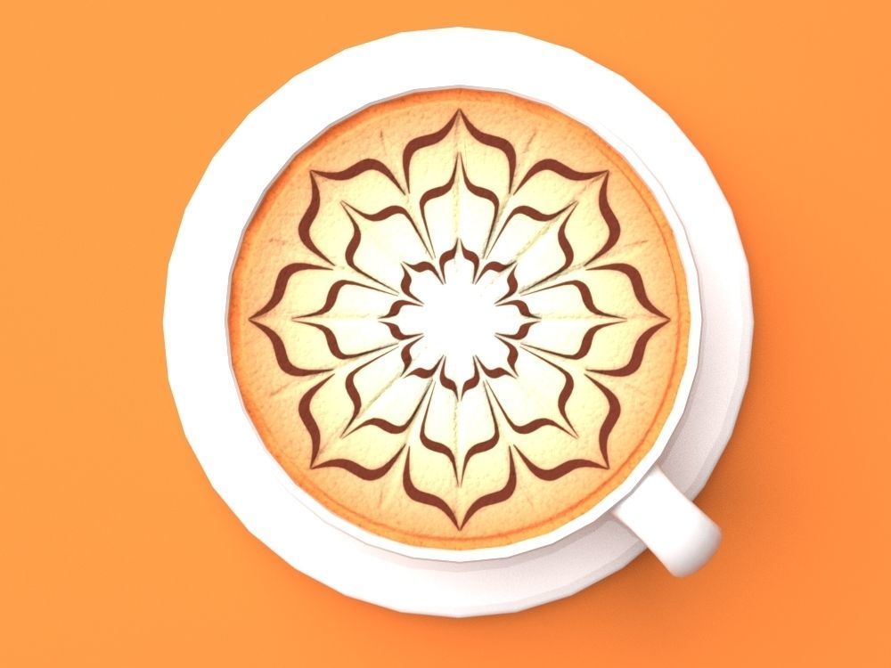 Mocha Coffee Cappuccino Espresso Cup Low Poly II Low-poly 3D model_2