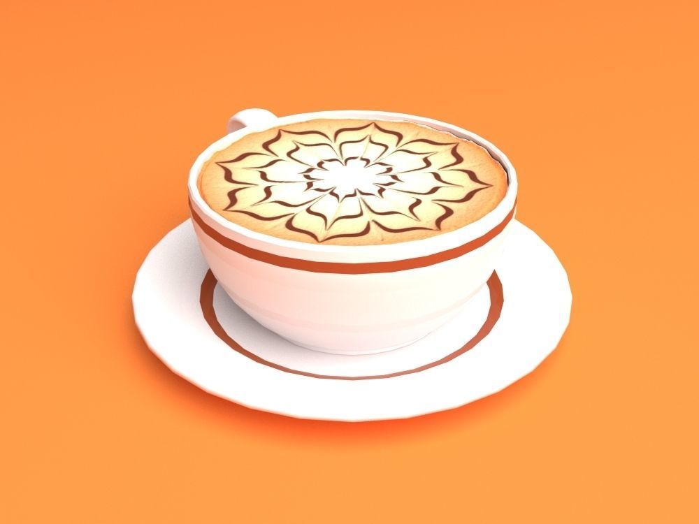 Mocha Coffee Cappuccino Espresso Cup Low Poly II Low-poly 3D model_1