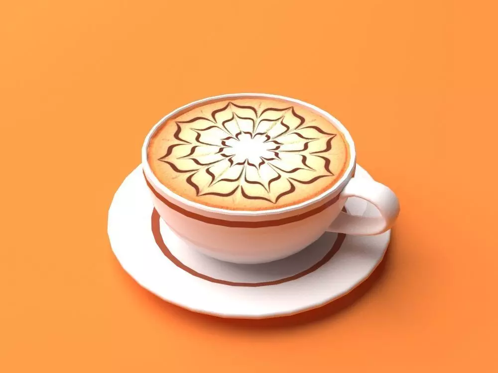 Mocha Coffee Cappuccino Espresso Cup Low Poly II Low-poly 3D model_0