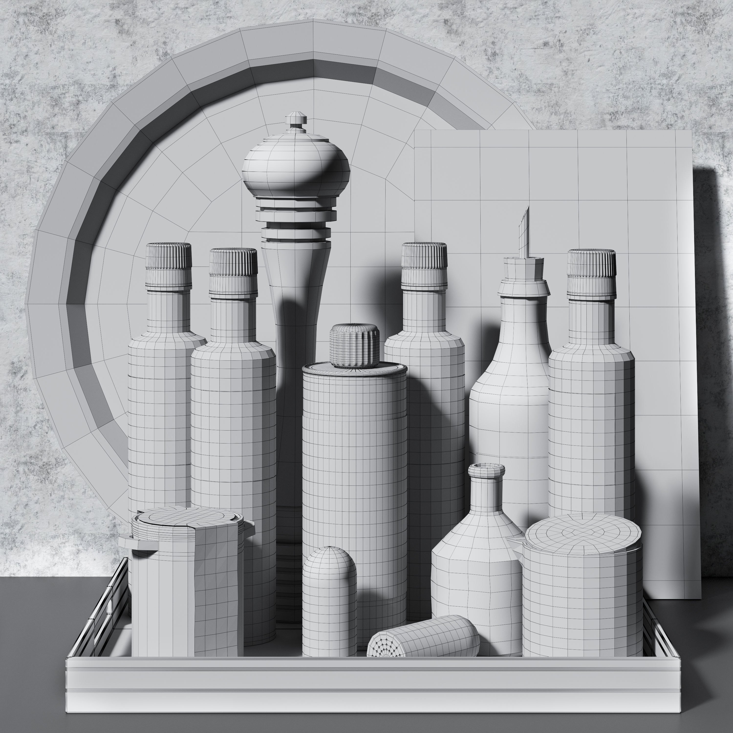 Kitchen set 3 of items on tray 3D model_2