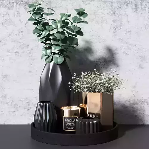 Decor set 7 vase with greenery and candles