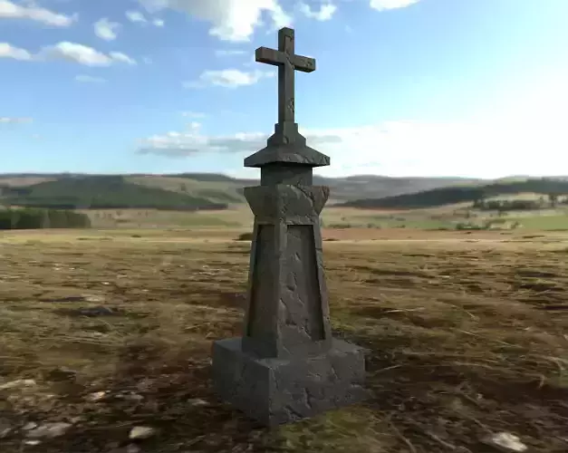 Medieval Grave Marker Low-poly 3D model