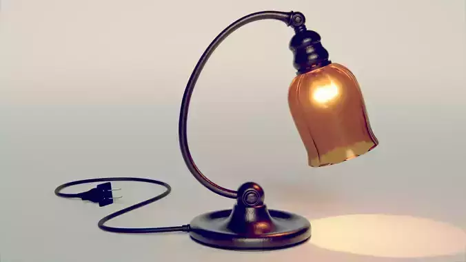 Old Noir Style Desk Lamp - Working Light-bulb - 