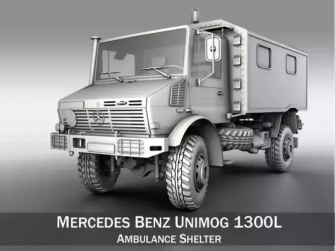 Mercedes Benz Unimog U1300L -  Ambulance Trailer 3D model