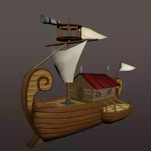 Adventure Cartoon Ship Low-poly 3D model