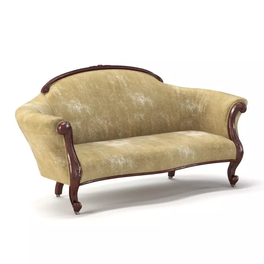 Circa Victorian Carved Walnut Sofa 3D model_0
