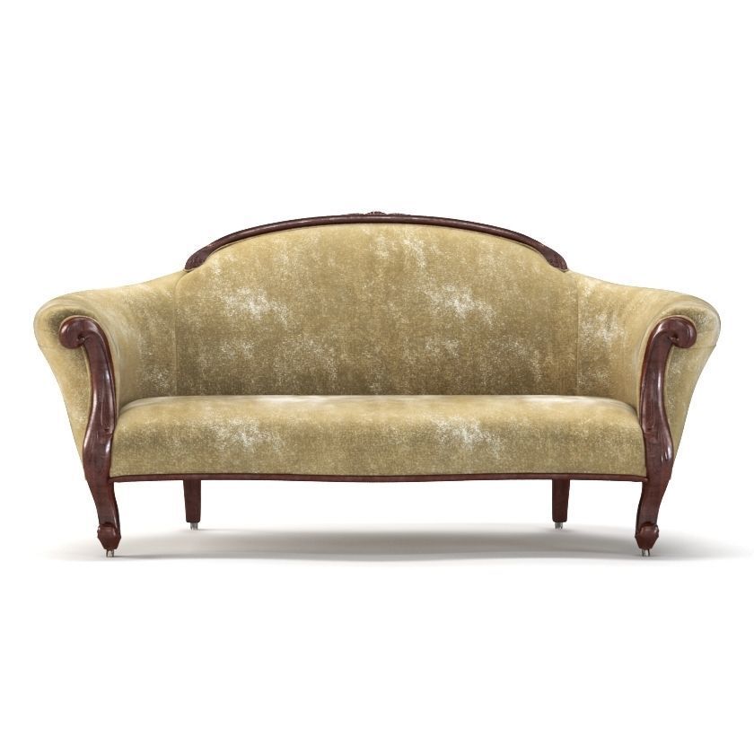 Circa Victorian Carved Walnut Sofa 3D model_3