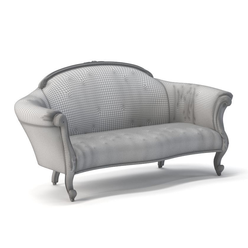 Circa Victorian Carved Walnut Sofa 3D model_1