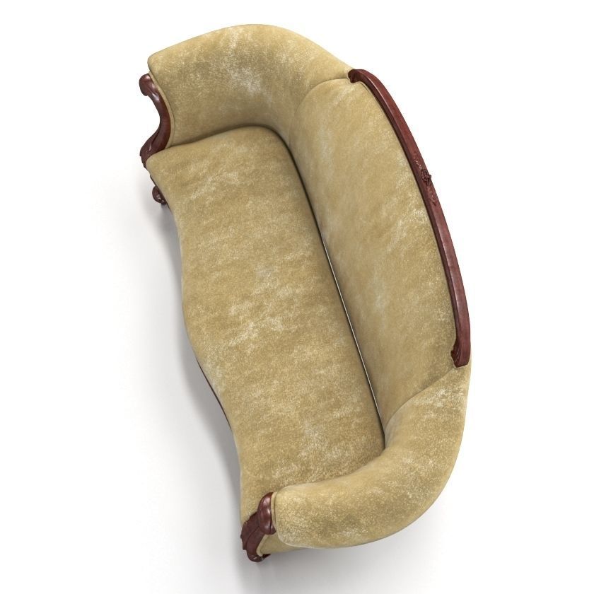 Circa Victorian Carved Walnut Sofa 3D model_4