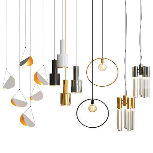 Four Hanging Lights 3D model