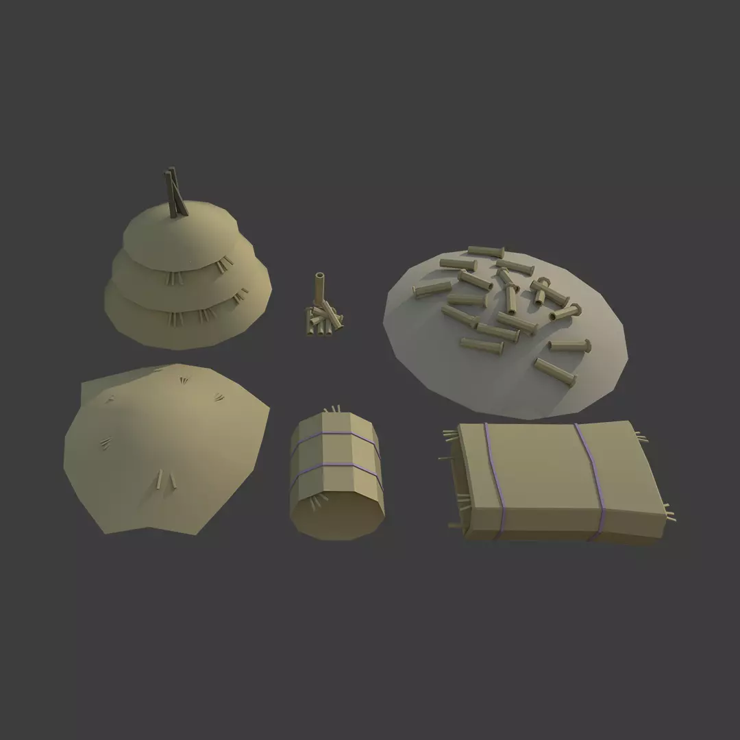 Hay Pile Low-poly 3D model_0