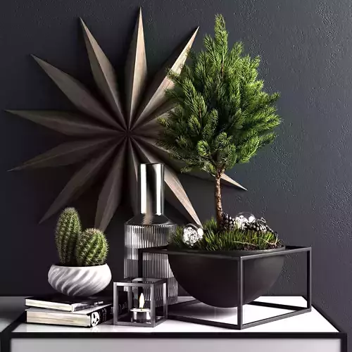 Decor set with pine tree 3D model
