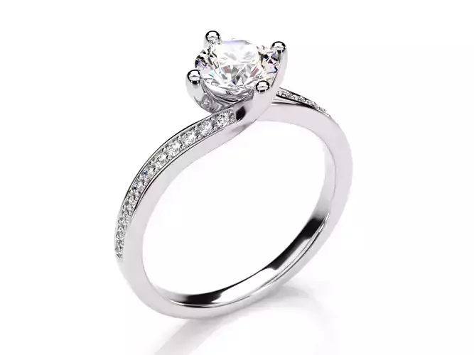  Round Brilliant Pave Set Twist Engagement Ring