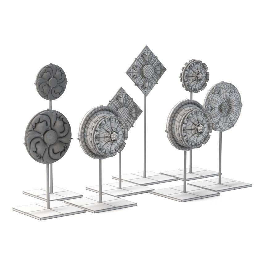 Architectural Plaster Fragments on Stand 3D model_1