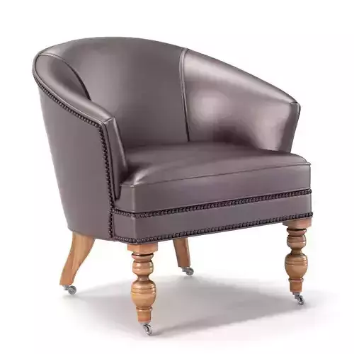 20th Century English Red Leather Barrel Chair 3D model