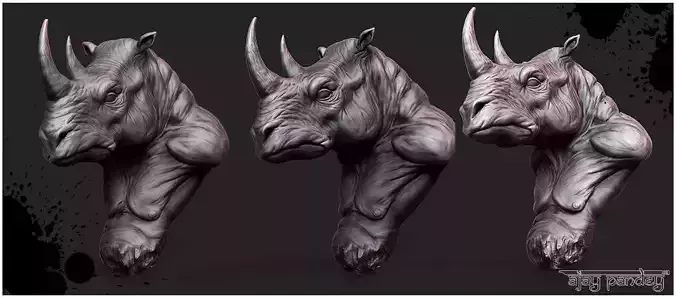 Rhino 3d print sculpture
