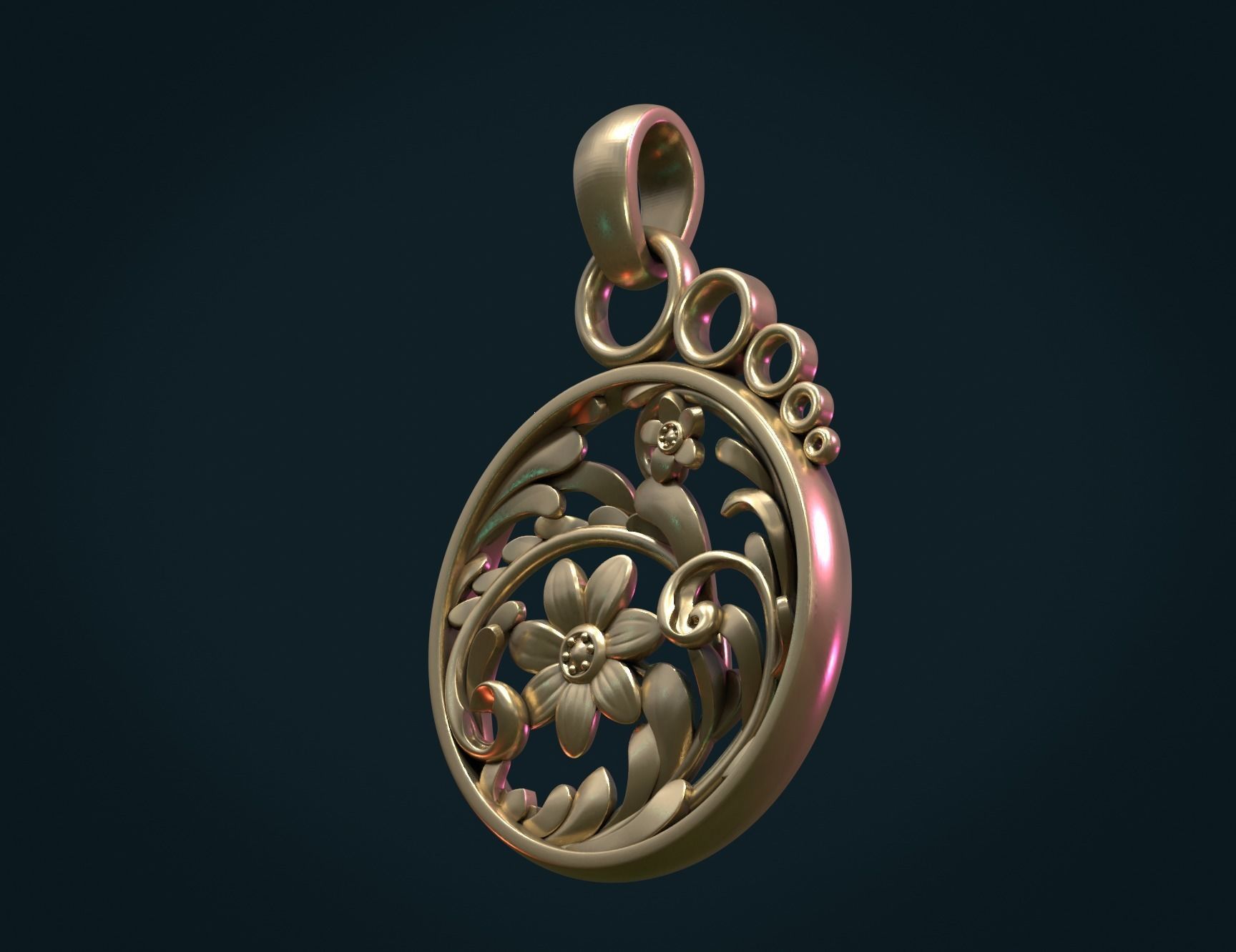 Scrollwork Pendant 3D print model_4