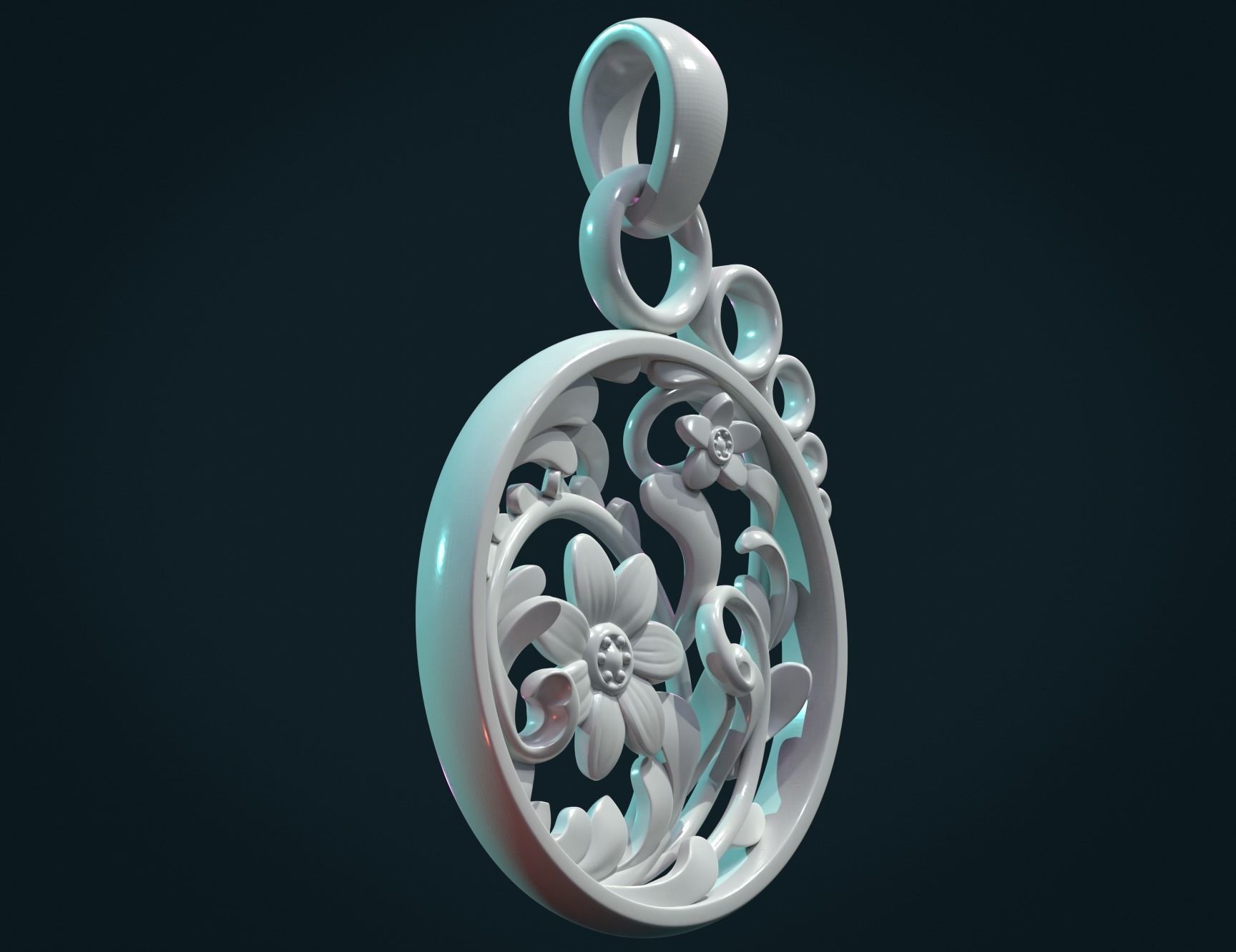 Scrollwork Pendant 3D print model_3