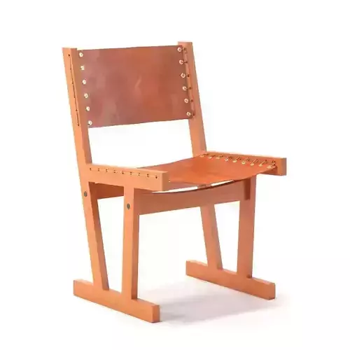 Mid century Safari Chair in Thick Cognac Saddle Leather