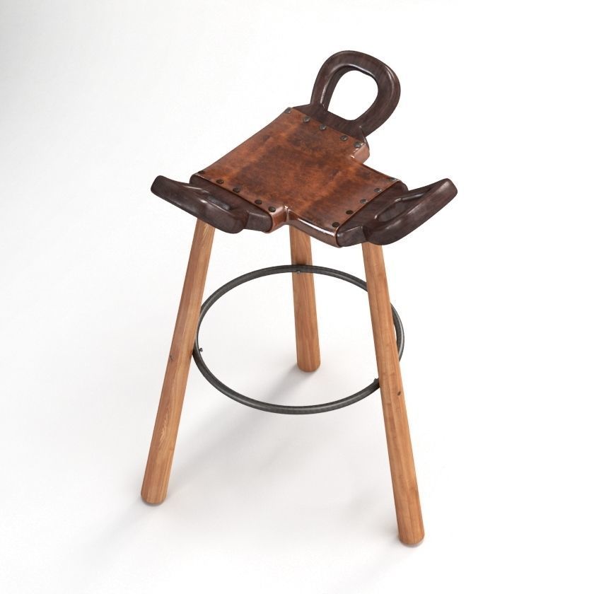 Marbella Brutalist Bar Stool 3D model_2