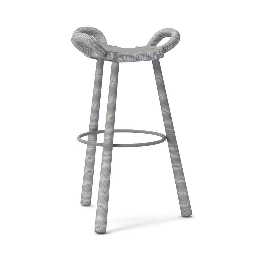 Marbella Brutalist Bar Stool 3D model_1