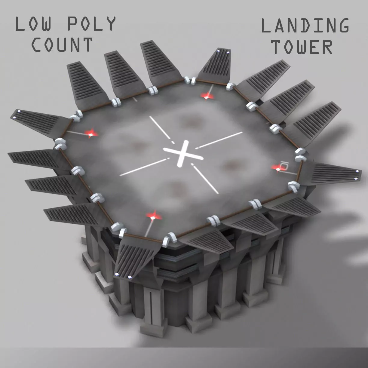 Landing Tower Low-poly 3D model_0