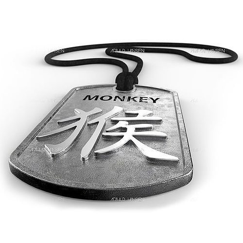 Monkey Chinese Zodiac Pendant design 3D print model