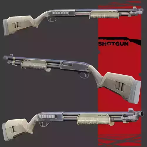 Shotgun Remington Low-poly 3D model
