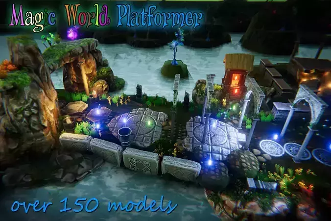 Magic World Platformer Low-poly 3D model