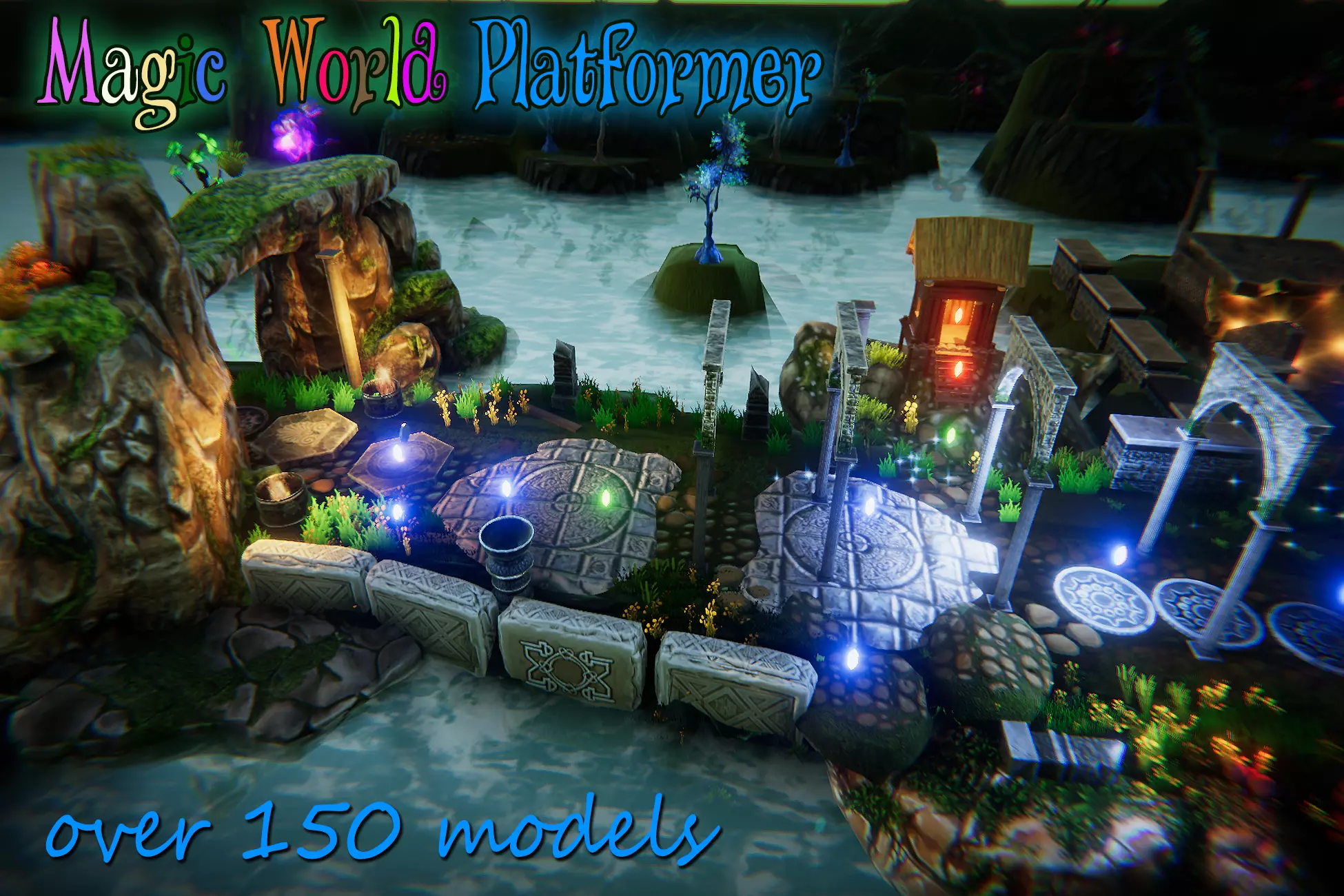 Magic World Platformer Low-poly 3D model_0