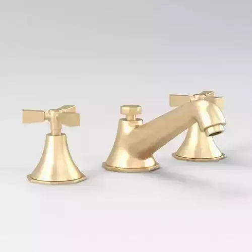 Three Hole Deck Mounted Lavatory Faucet Metal Tri-spoke Handles