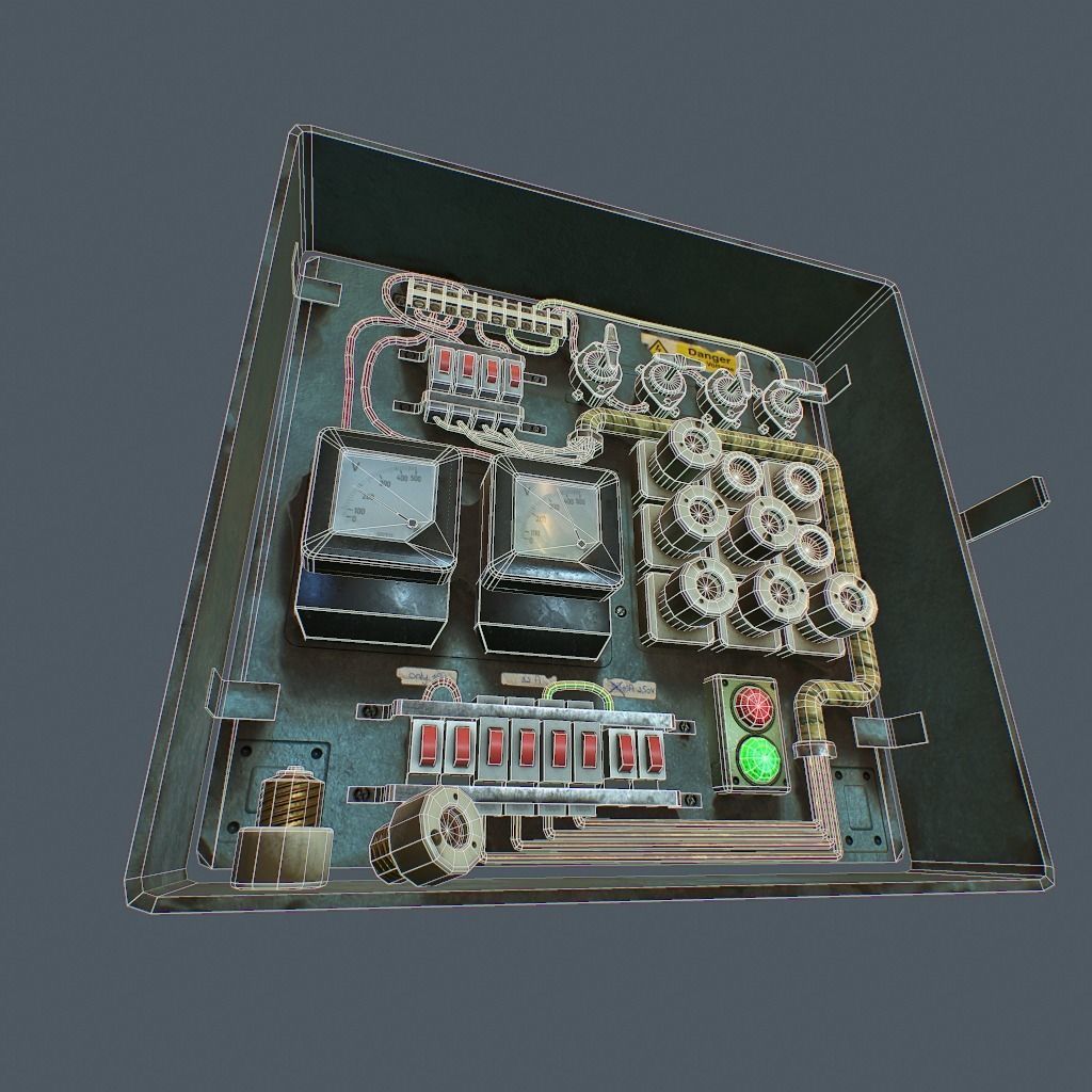 Old Fusebox Low-poly 3D model_23