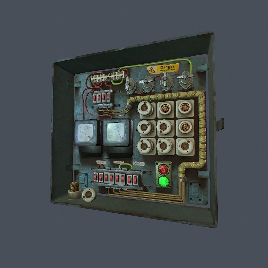 Old Fusebox Low-poly 3D model_2