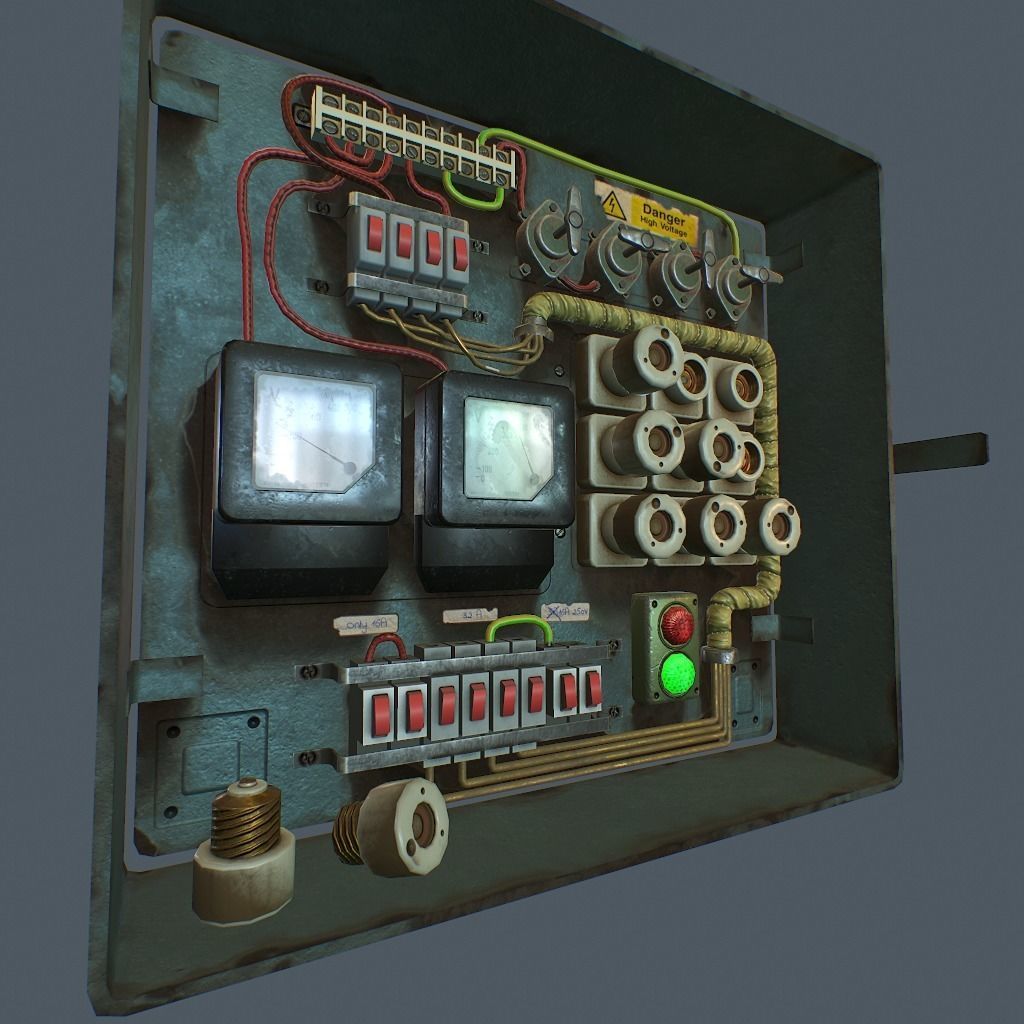 Old Fusebox Low-poly 3D model_5
