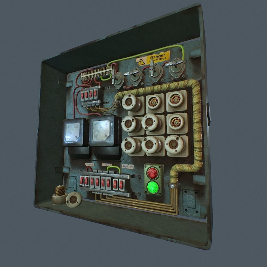 Old Fusebox Low-poly 3D model_6