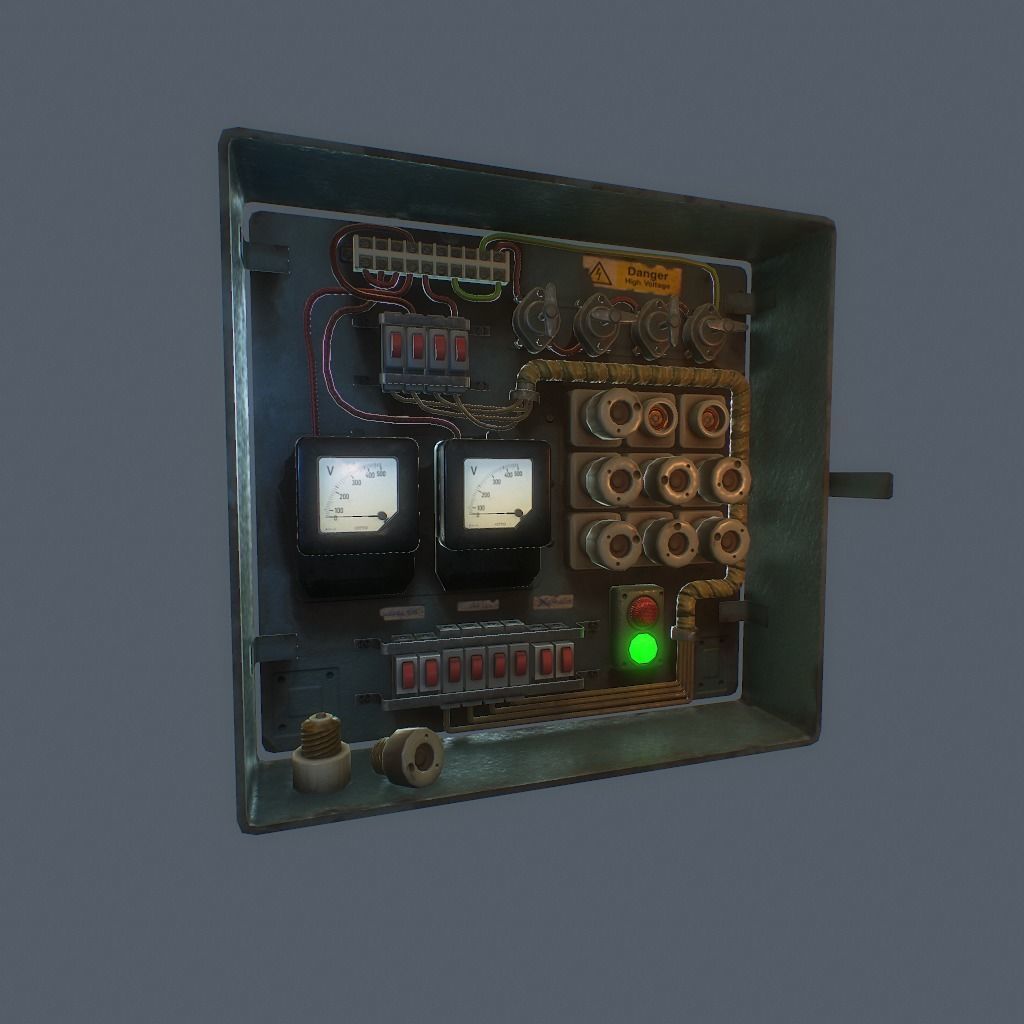 Old Fusebox Low-poly 3D model_17