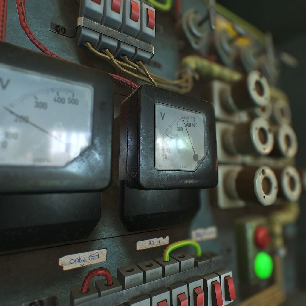 Old Fusebox Low-poly 3D model_9