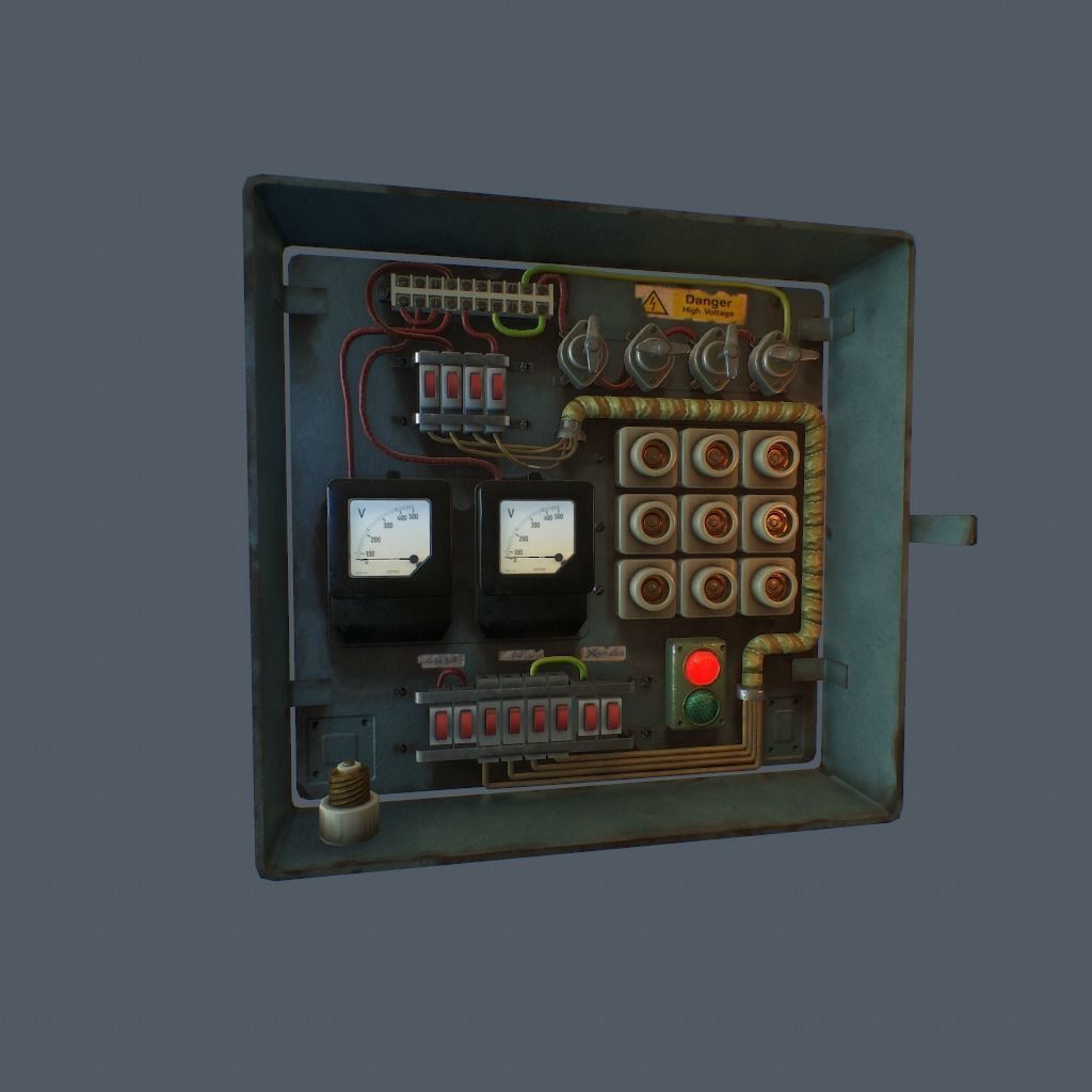 Old Fusebox Low-poly 3D model_16