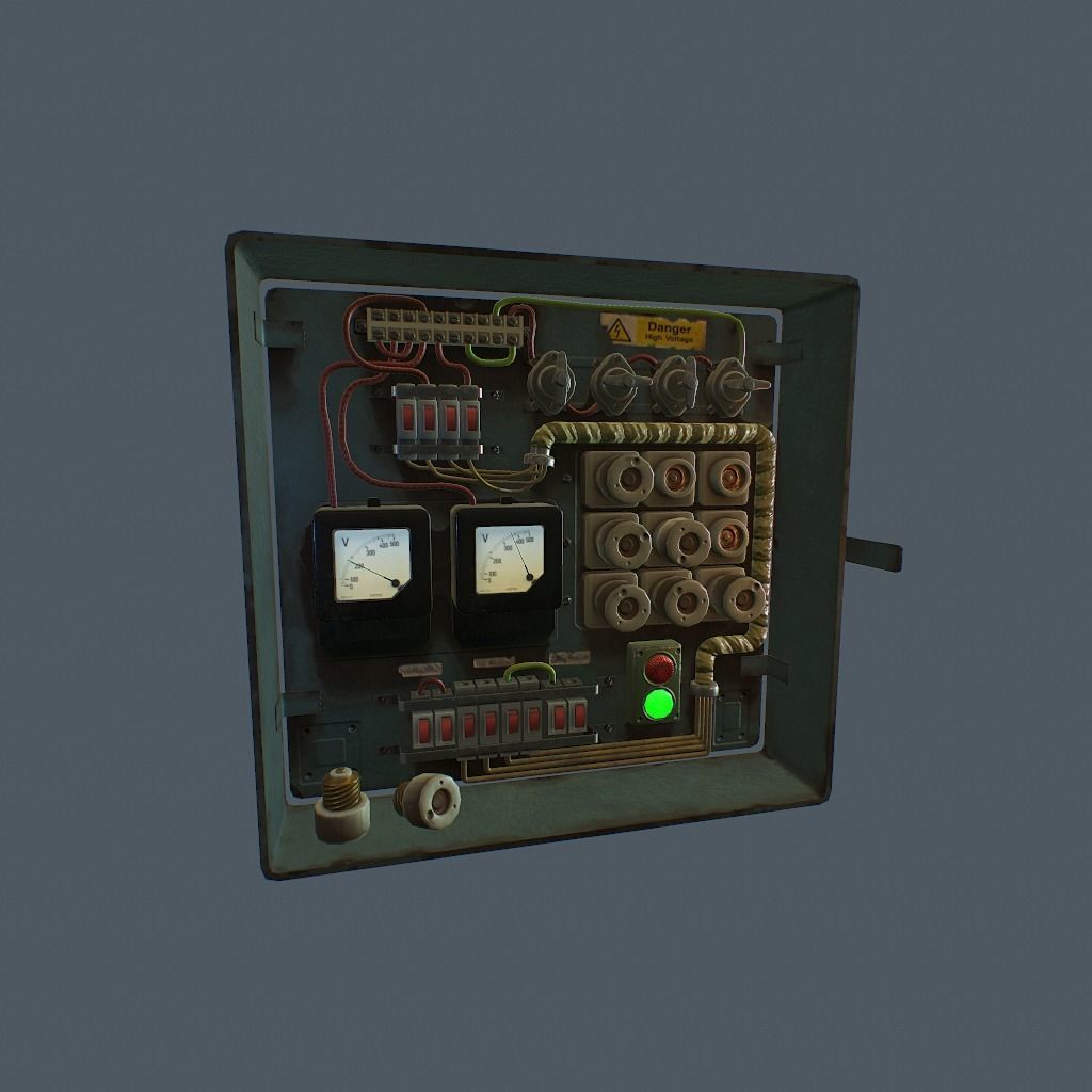 Old Fusebox Low-poly 3D model_31