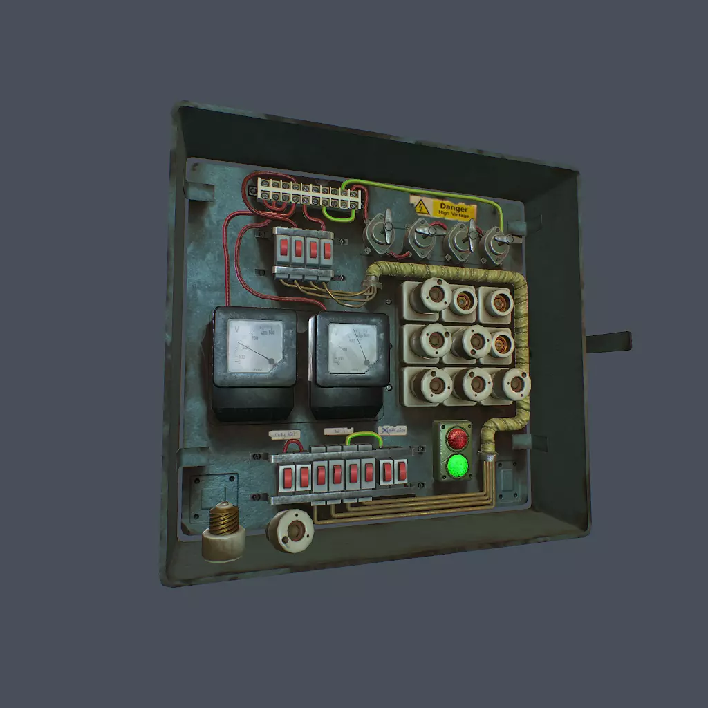 Old Fusebox Low-poly 3D model_0