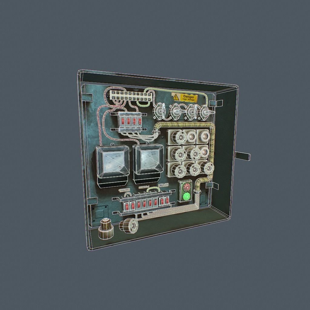 Old Fusebox Low-poly 3D model_21