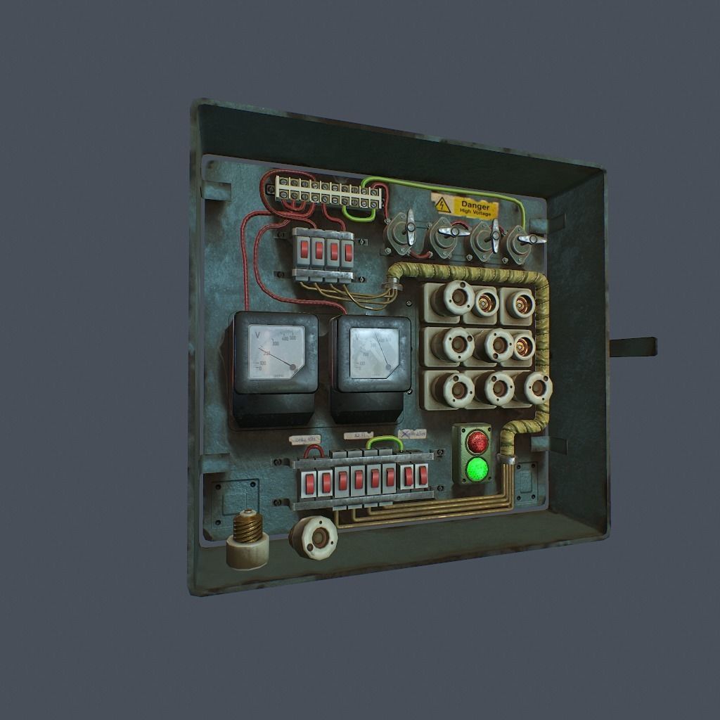 Old Fusebox Low-poly 3D model_3