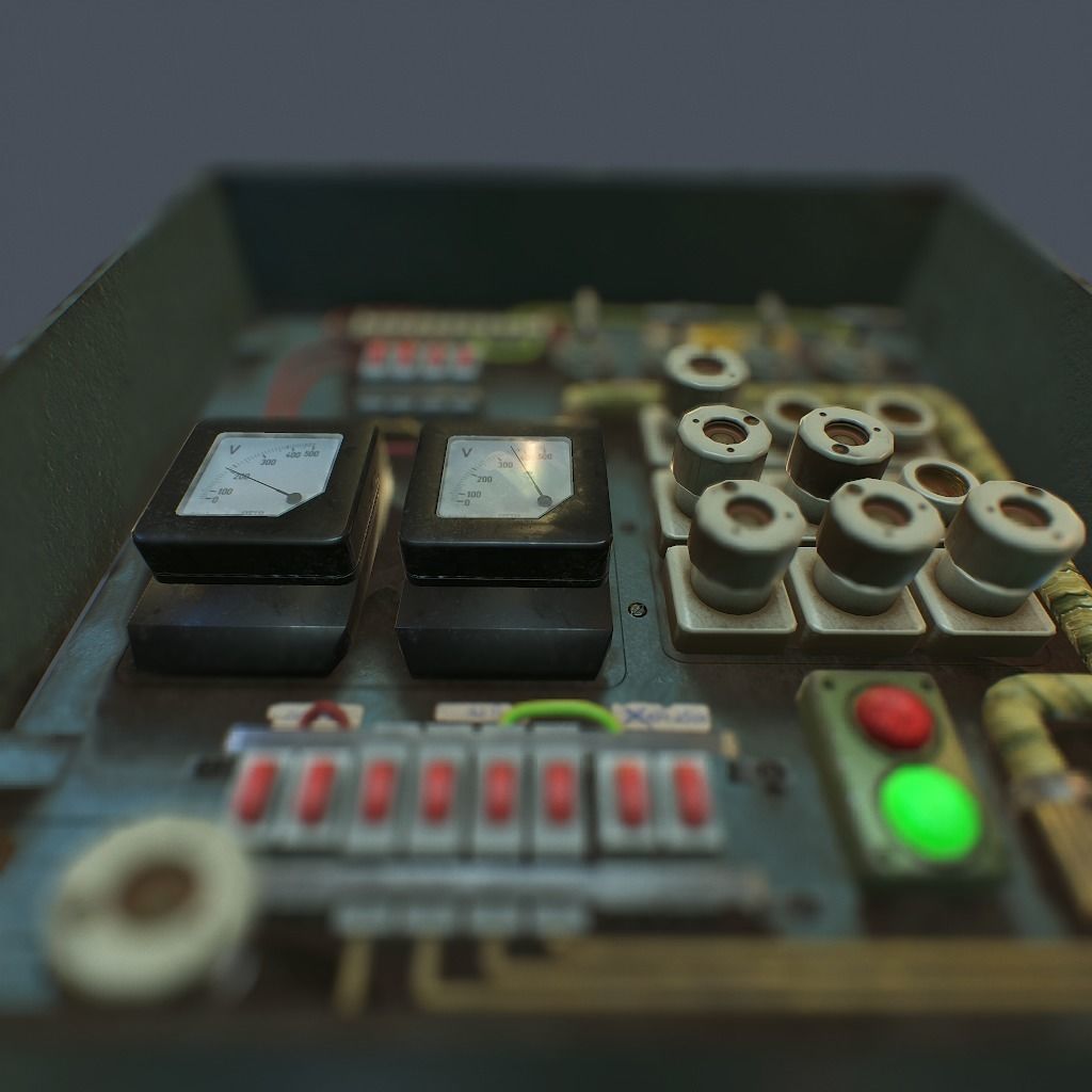 Old Fusebox Low-poly 3D model_7