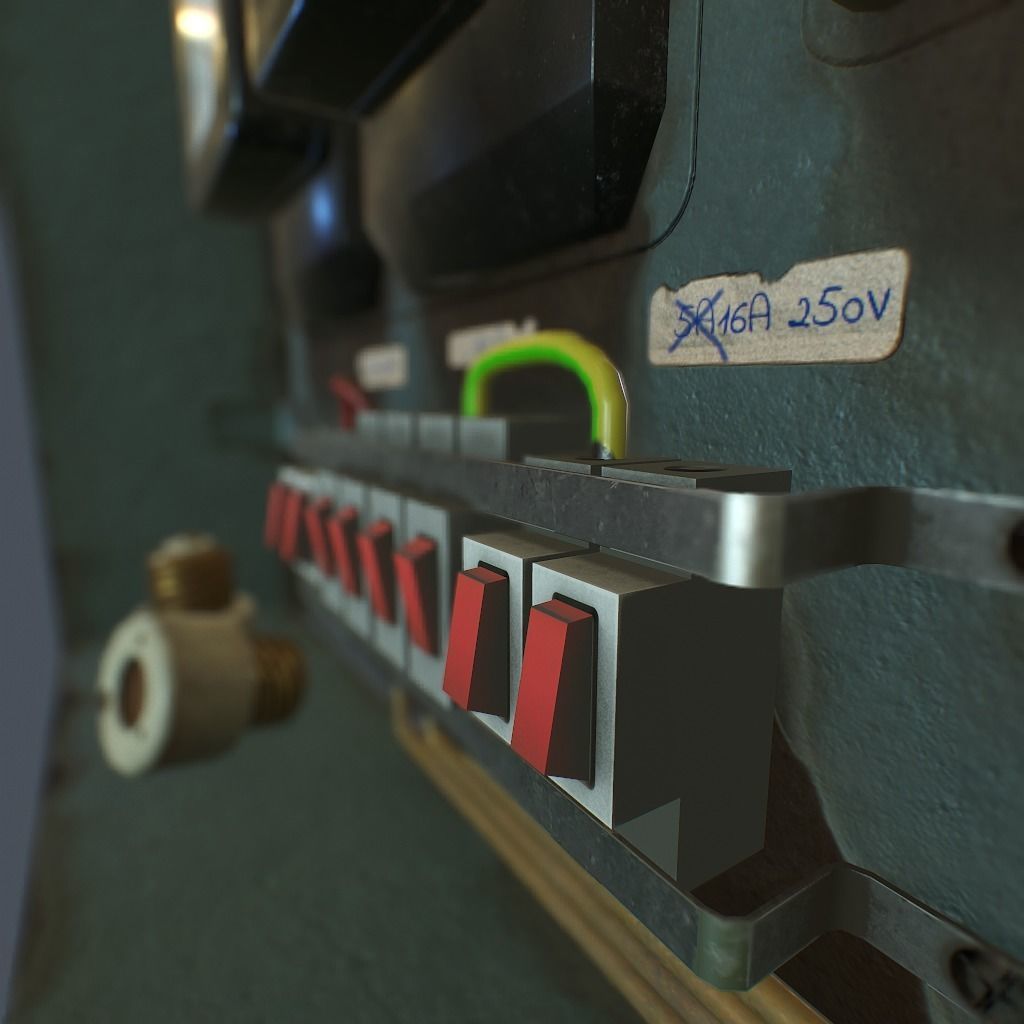 Old Fusebox Low-poly 3D model_15