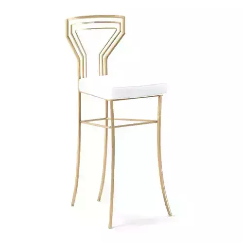 Six Geometric Back Dining Chairs in Polished Steel