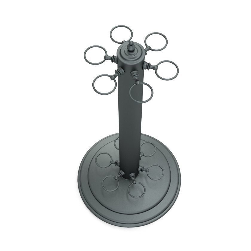Round Pool Cue Rack 3D model_4