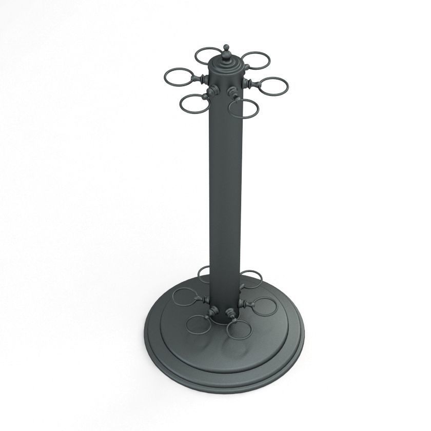 Round Pool Cue Rack 3D model_2